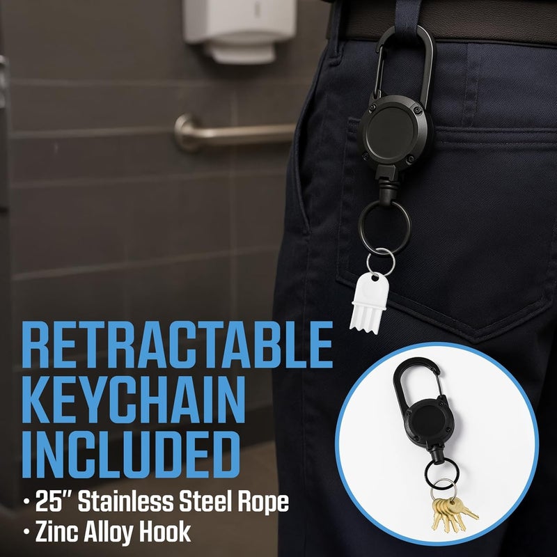 LVAP Waffle x 10pcs + Retractable Key Chain - Heavy Duty - Universal Hard Plastic Waffle Toilet Paper Dispenser Key Replacement for Janitors Maintenance Professionals - Image 2